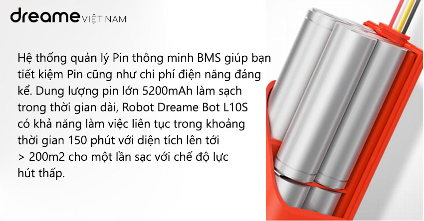 Robot Dreame D9 Pro Có Dung Lượng Pin 5200mAh