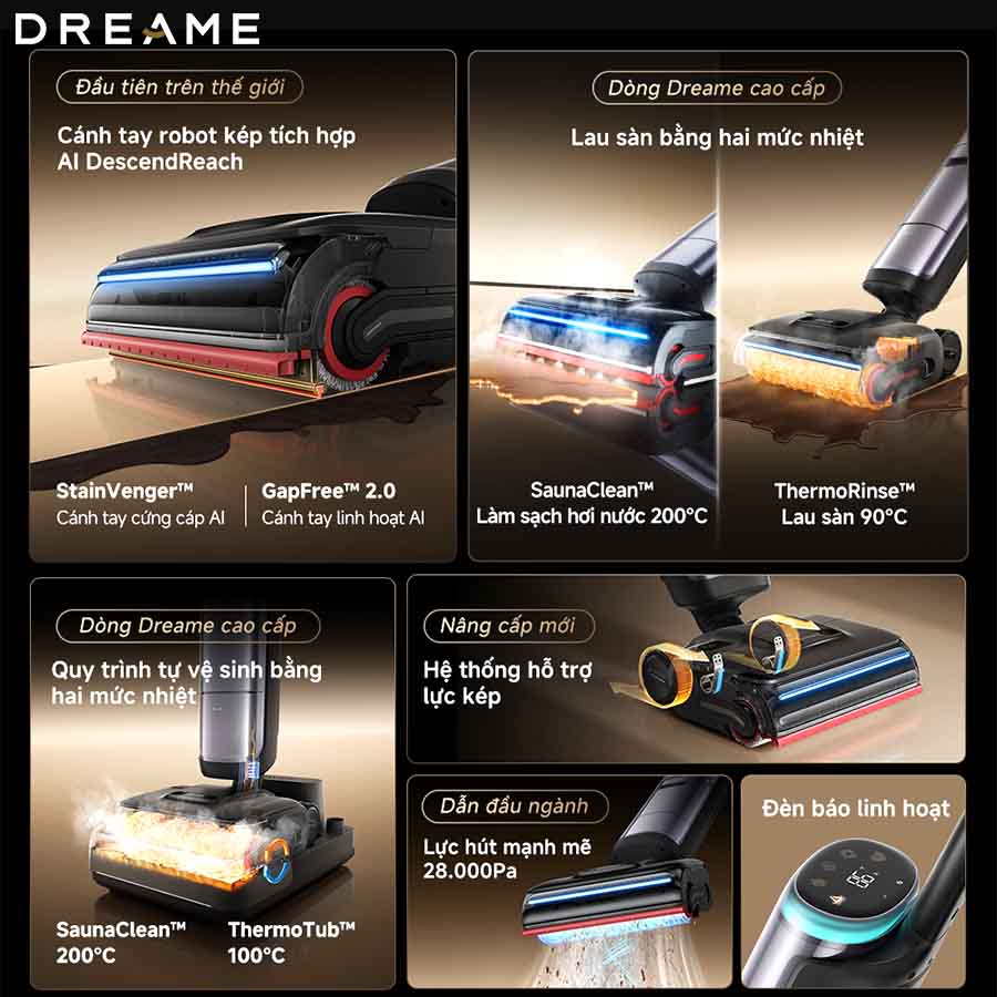 Máy hút bụi lau sàn Dreame H16 Pro Steam