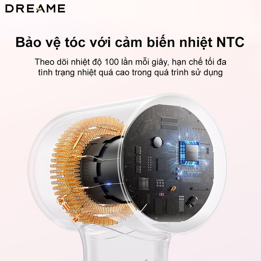 Công nghệ cảm biến nhiệt NTC Dreame Hair Mini bảo vệ tóc khỏi nhiệt cao