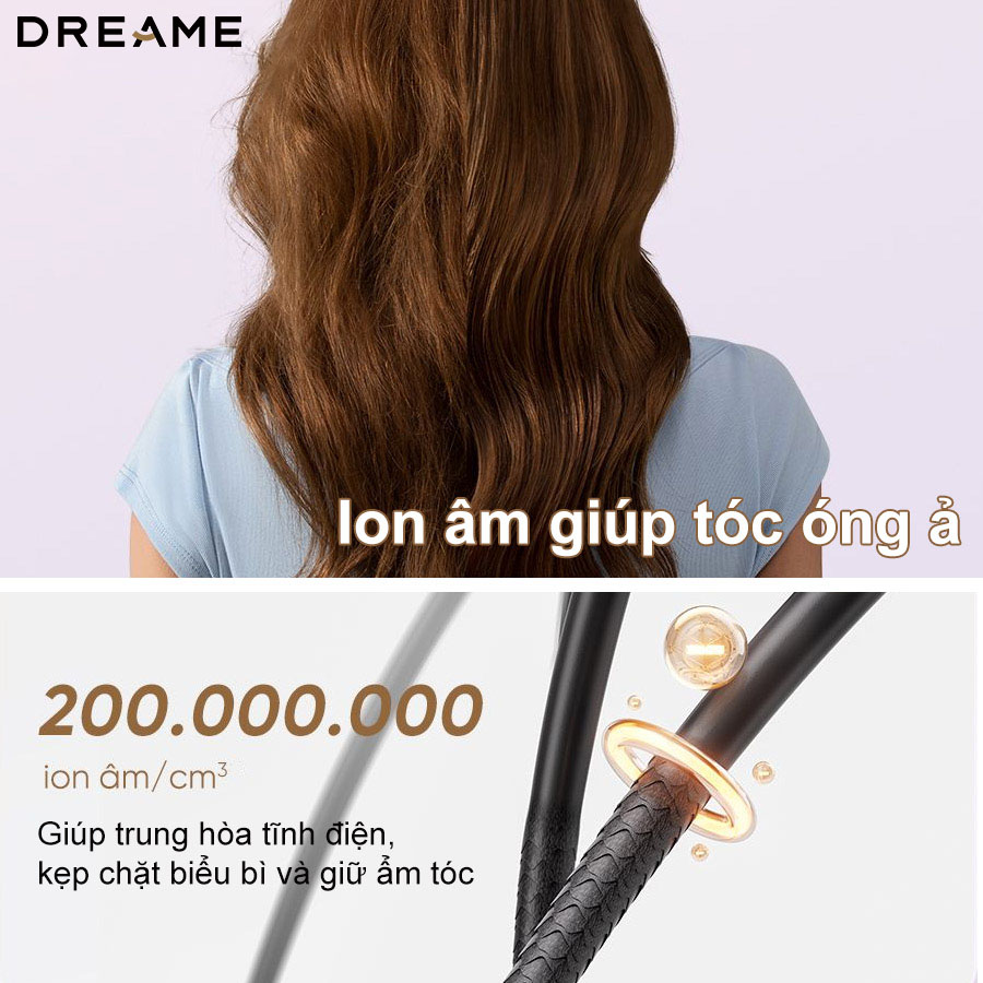Máy sấy tóc 200 triệu ion âm Dreame Hair Mini giúp tóc mềm mượt